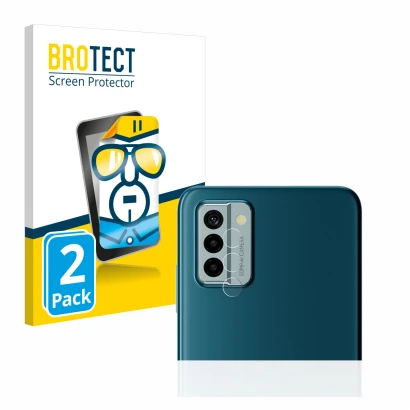 Parte frontale di una confezione del prodotto con il logo del marchio BROTECT. Accanto è raffigurato il dispositivo Nokia G22 