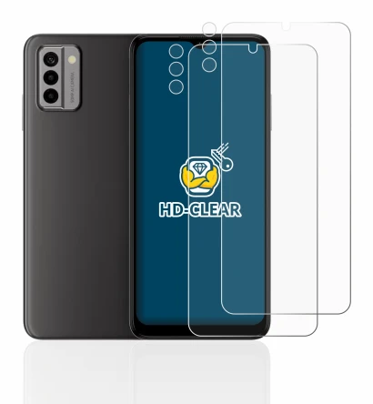 Immagine del dispositivo Nokia G22 (Fronte+Fotocamera) con un'ampia varietà di protezioni per lo schermo.