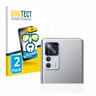 Parte frontale di una confezione del prodotto con il logo del marchio BROTECT. Accanto è raffigurato il dispositivo Xiaomi 12T