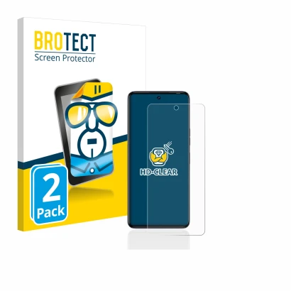 Parte frontale di una confezione del prodotto con il logo del marchio BROTECT. Accanto è raffigurato il dispositivo Tecno Camo