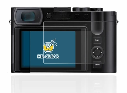 Immagine del dispositivo Leica Q3 con un'ampia varietà di protezioni per lo schermo.