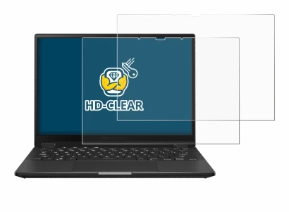 Immagine del dispositivo ASUS ROG Flow X13 2023 con un'ampia varietà di protezioni per lo schermo.