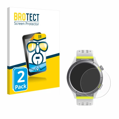 Parte frontale di una confezione del prodotto con il logo del marchio BROTECT. Accanto è raffigurato il dispositivo Huami Amaz