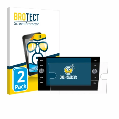 Parte frontale di una confezione del prodotto con il logo del marchio BROTECT. Accanto è raffigurato il dispositivo Volkswagen