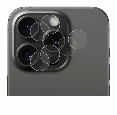 Immagine del dispositivo Apple iPhone 15 Pro (SOLO Fotocamera) con un'ampia varietà di protezioni per lo schermo.