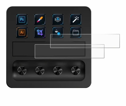 Immagine del dispositivo Elgato Stream Deck + con un'ampia varietà di protezioni per lo schermo.