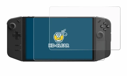 Immagine del dispositivo Lenovo Legion Go con un'ampia varietà di protezioni per lo schermo.