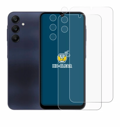 Immagine del dispositivo Samsung Galaxy A25 5G (Fronte+Fotocamera) con un'ampia varietà di protezioni per lo schermo.