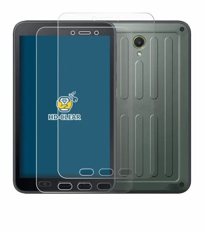 Immagine del dispositivo Samsung Galaxy Tab Active 5 (ritratto) con un'ampia varietà di protezioni per lo schermo.