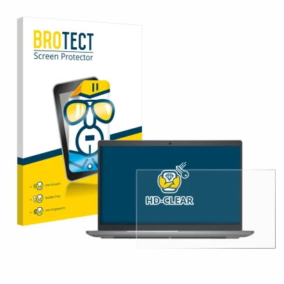 Parte frontale di una confezione del prodotto con il logo del marchio BROTECT. Accanto è raffigurato il dispositivo Dell Latit