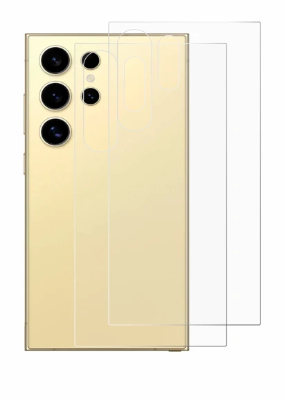 Immagine del dispositivo Samsung Galaxy S24 Ultra (Posteriore) con un'ampia varietà di protezioni per lo schermo.