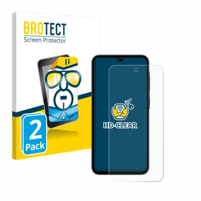 Parte frontale di una confezione del prodotto con il logo del marchio BROTECT. Accanto è raffigurato il dispositivo Samsung Ga