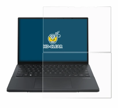 Immagine del dispositivo ASUS ZenBook Duo OLED 2024 UX8406 con un'ampia varietà di protezioni per lo schermo.