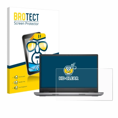 Parte frontale di una confezione del prodotto con il logo del marchio BROTECT. Accanto è raffigurato il dispositivo Dell Preci