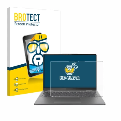 Parte frontale di una confezione del prodotto con il logo del marchio BROTECT. Accanto è raffigurato il dispositivo Lenovo Yog