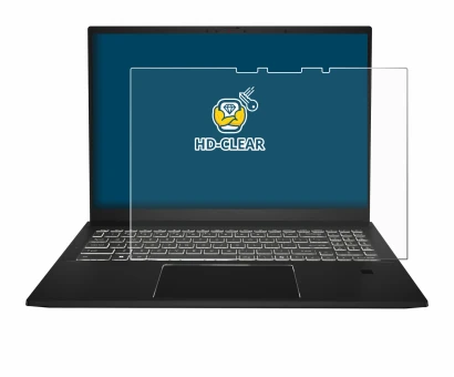 Immagine del dispositivo MSI Summit E16 AI Studio con un'ampia varietà di protezioni per lo schermo.
