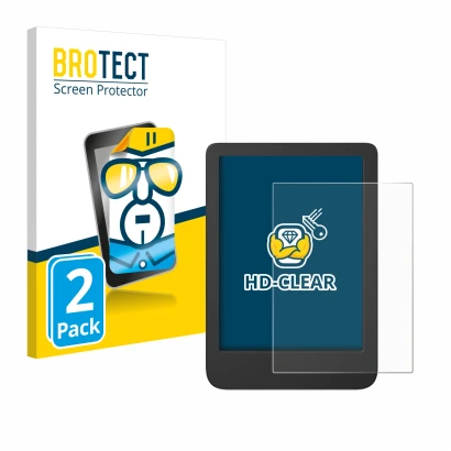 Parte frontale di una confezione del prodotto con il logo del marchio BROTECT. Accanto è raffigurato il dispositivo Tolino Shi