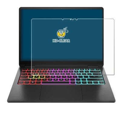 Immagine del dispositivo HP Omen Transcend 14 con un'ampia varietà di protezioni per lo schermo.