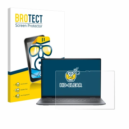 Parte frontale di una confezione del prodotto con il logo del marchio BROTECT. Accanto è raffigurato il dispositivo Dell Latit