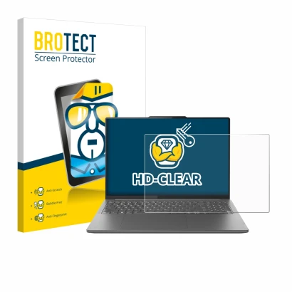 Parte frontale di una confezione del prodotto con il logo del marchio BROTECT. Accanto è raffigurato il dispositivo Lenovo Yog