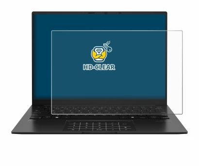 Immagine del dispositivo ASUS ZenBook 14 OLED UM3406 con un'ampia varietà di protezioni per lo schermo.