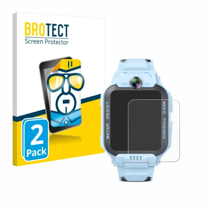 Parte frontale di una confezione del prodotto con il logo del marchio BROTECT. Accanto è raffigurato il dispositivo Imoo Watch