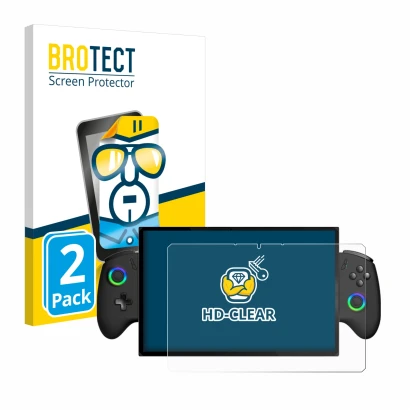 Parte frontale di una confezione del prodotto con il logo del marchio BROTECT. Accanto è raffigurato il dispositivo OneXPlayer