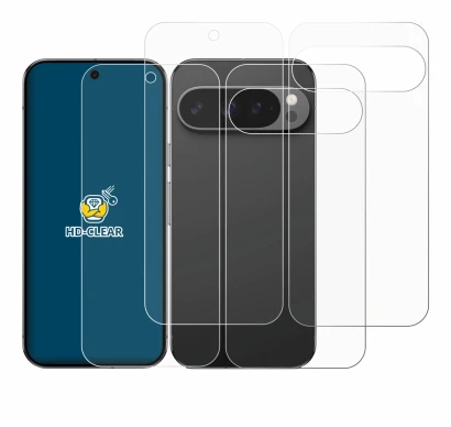 Immagine del dispositivo Google Pixel 9 Pro (Fronte+Retro) con un'ampia varietà di protezioni per lo schermo.