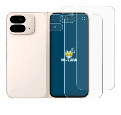 Immagine del dispositivo Google Pixel 9 Pro Fold (Fronte+Fotocamera) con un'ampia varietà di protezioni per lo schermo.