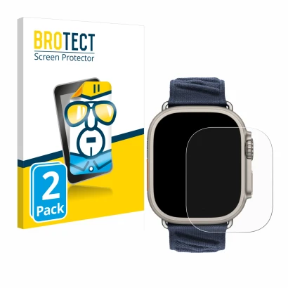 Parte frontale di una confezione del prodotto con il logo del marchio BROTECT. Accanto è raffigurato il dispositivo Apple Watc