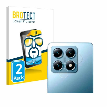 Parte frontale di una confezione del prodotto con il logo del marchio BROTECT. Accanto è raffigurato il dispositivo Xiaomi 14T