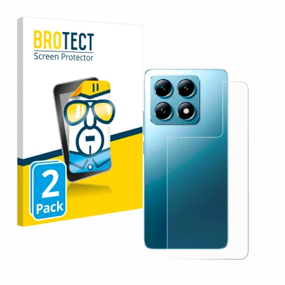 Parte frontale di una confezione del prodotto con il logo del marchio BROTECT. Accanto è raffigurato il dispositivo Xiaomi 14T