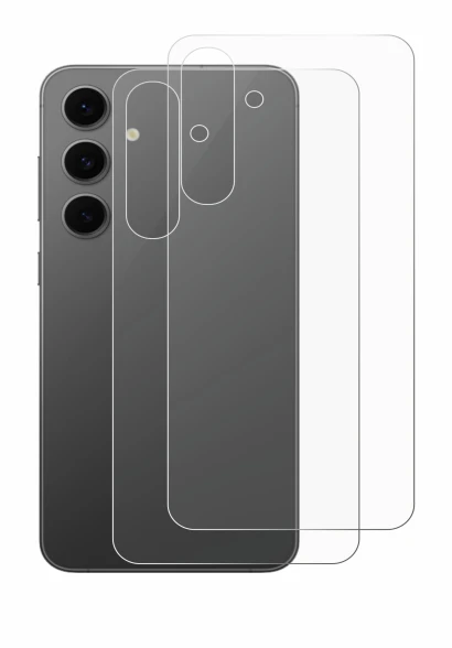 Immagine del dispositivo Samsung Galaxy S24 FE (Posteriore) con un'ampia varietà di protezioni per lo schermo.