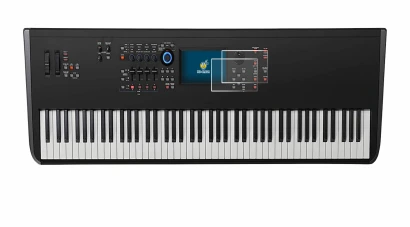 Immagine del dispositivo Yamaha MODX8+ con un'ampia varietà di protezioni per lo schermo.