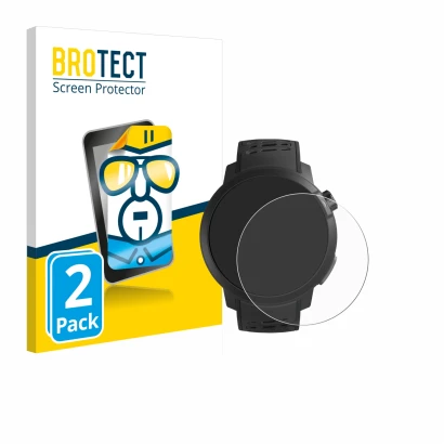 Parte frontale di una confezione del prodotto con il logo del marchio BROTECT. Accanto è raffigurato il dispositivo Coros Pace
