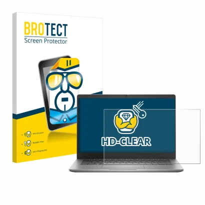 Parte frontale di una confezione del prodotto con il logo del marchio BROTECT. Accanto è raffigurato il dispositivo Dell Latit