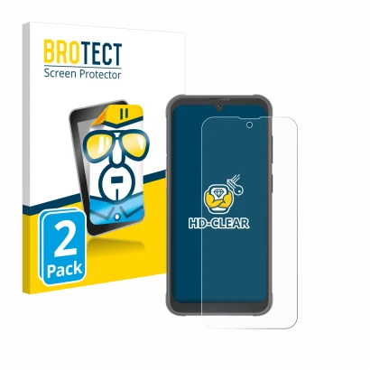 Parte frontale di una confezione del prodotto con il logo del marchio BROTECT. Accanto è raffigurato il dispositivo Blackview 