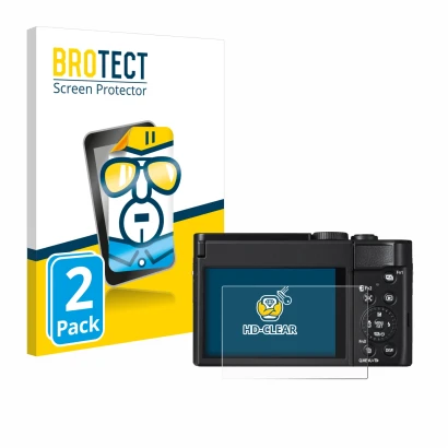 Parte frontale di una confezione del prodotto con il logo del marchio BROTECT. Accanto è raffigurato il dispositivo Panasonic 