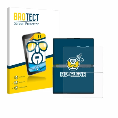 Parte frontale di una confezione del prodotto con il logo del marchio BROTECT. Accanto è raffigurato il dispositivo Lenovo Yog