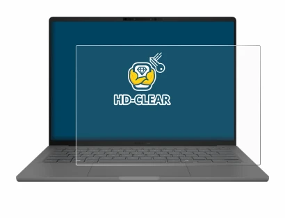 Immagine del dispositivo ASUS ZenBook A14 UX3407 con un'ampia varietà di protezioni per lo schermo.