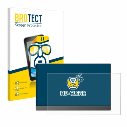 Parte frontale di una confezione del prodotto con il logo del marchio BROTECT. Accanto è raffigurato il dispositivo Arzopa Z1F