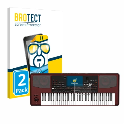 Parte frontale di una confezione del prodotto con il logo del marchio BROTECT. Accanto è raffigurato il dispositivo KORG Pa700