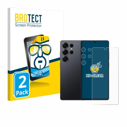 Parte frontale di una confezione del prodotto con il logo del marchio BROTECT. Accanto è raffigurato il dispositivo Samsung Ga