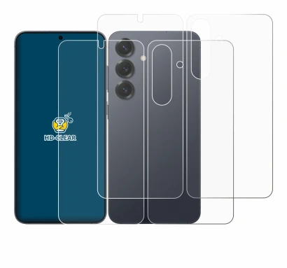 Immagine del dispositivo Samsung Galaxy S25 (Fronte+Retro) con un'ampia varietà di protezioni per lo schermo.