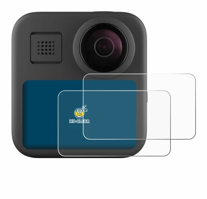 Immagine del dispositivo GoPro Max (2025) con un'ampia varietà di protezioni per lo schermo.