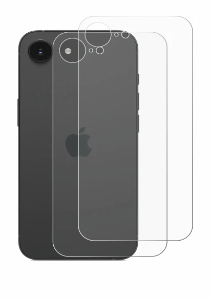 Immagine del dispositivo Apple iPhone 16e (Posteriore) con un'ampia varietà di protezioni per lo schermo.