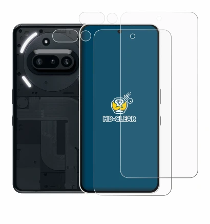 Immagine del dispositivo Nothing Phone (3a) (Fronte+Fotocamera) con un'ampia varietà di protezioni per lo schermo.