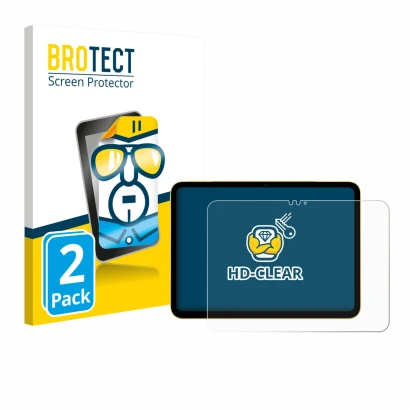 Parte frontale di una confezione del prodotto con il logo del marchio BROTECT. Accanto è raffigurato il dispositivo Apple iPad