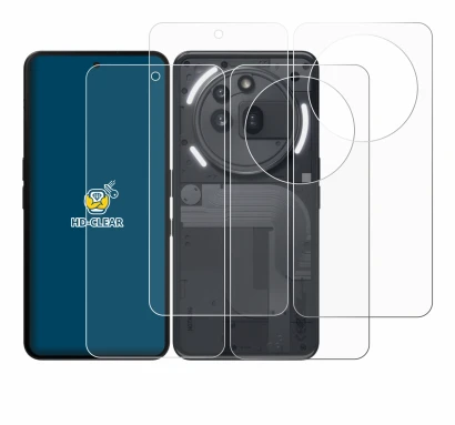 Immagine del dispositivo Nothing Phone (3a) Pro (Fronte+Retro) con un'ampia varietà di protezioni per lo schermo.