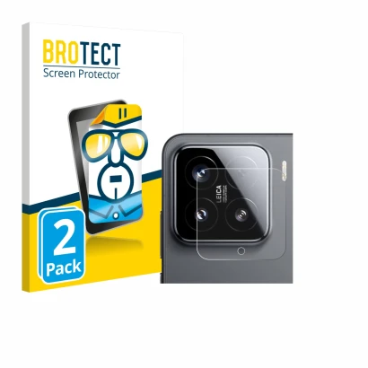 Parte frontale di una confezione del prodotto con il logo del marchio BROTECT. Accanto è raffigurato il dispositivo Xiaomi 15